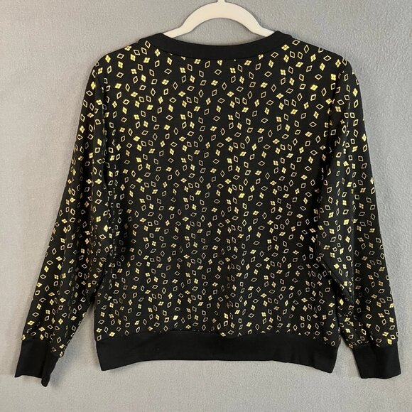 Notations Women's Pullover Long Sleeve Sweatshirt Size PL Black Gold NWT - Picture 1 of 7